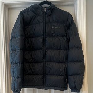 Down Eddie Bauer Charcoal Hooded Puffer Jacket